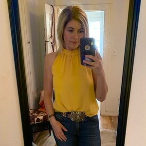 Yellow High Neck Top
